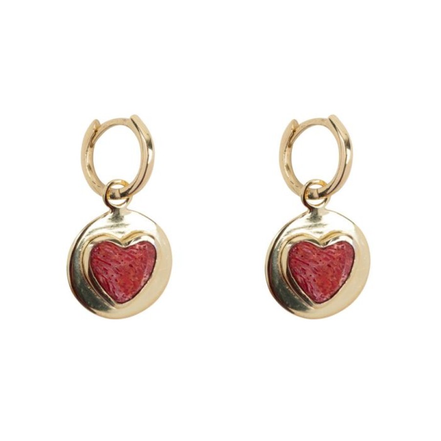 Oorbellen Betty Bogaers | Red Heart Small Hoop Earring