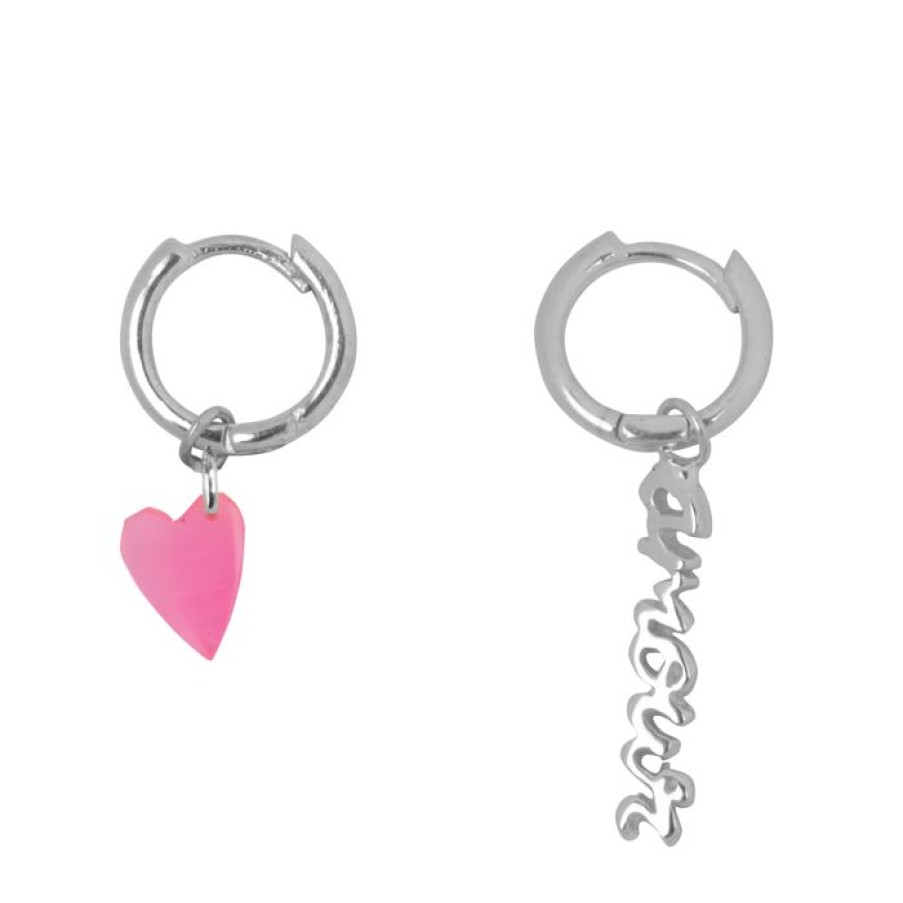 Oorbellen Betty Bogaers | Neon Pink Small Hoop Amour Earring