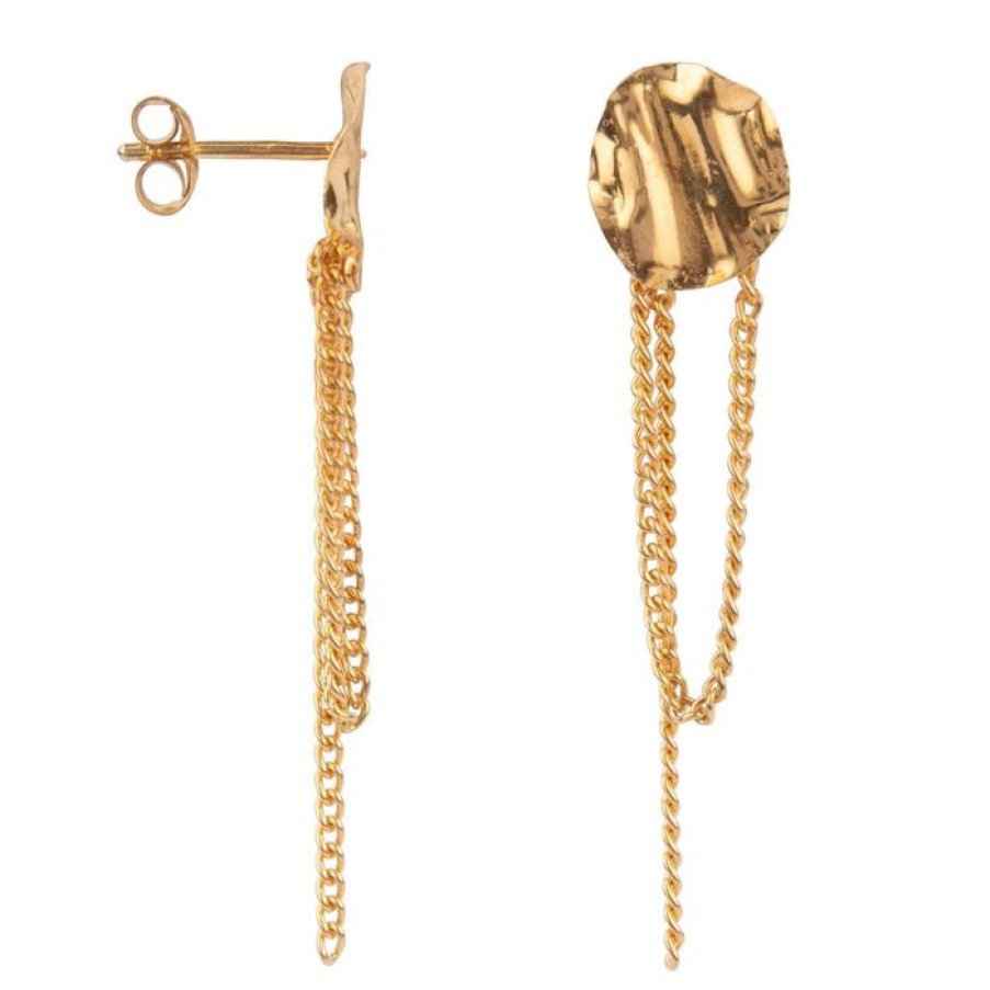 Oorbellen Betty Bogaers | Folded Medium Round Chain Stud Earring Gold