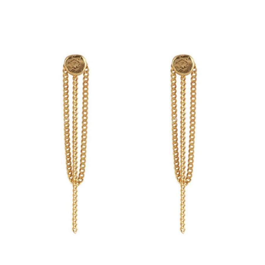 Oorbellen Betty Bogaers | Flat Coin Chain Stud Earring