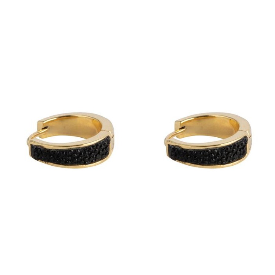 Oorbellen Betty Bogaers | Black Leather Hoop Earring Small