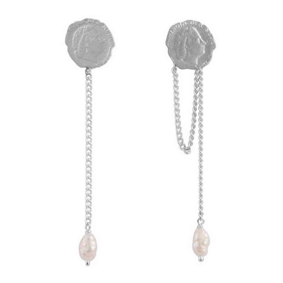 Oorbellen Betty Bogaers | Ten Cent Chain Pearl Stud Earring