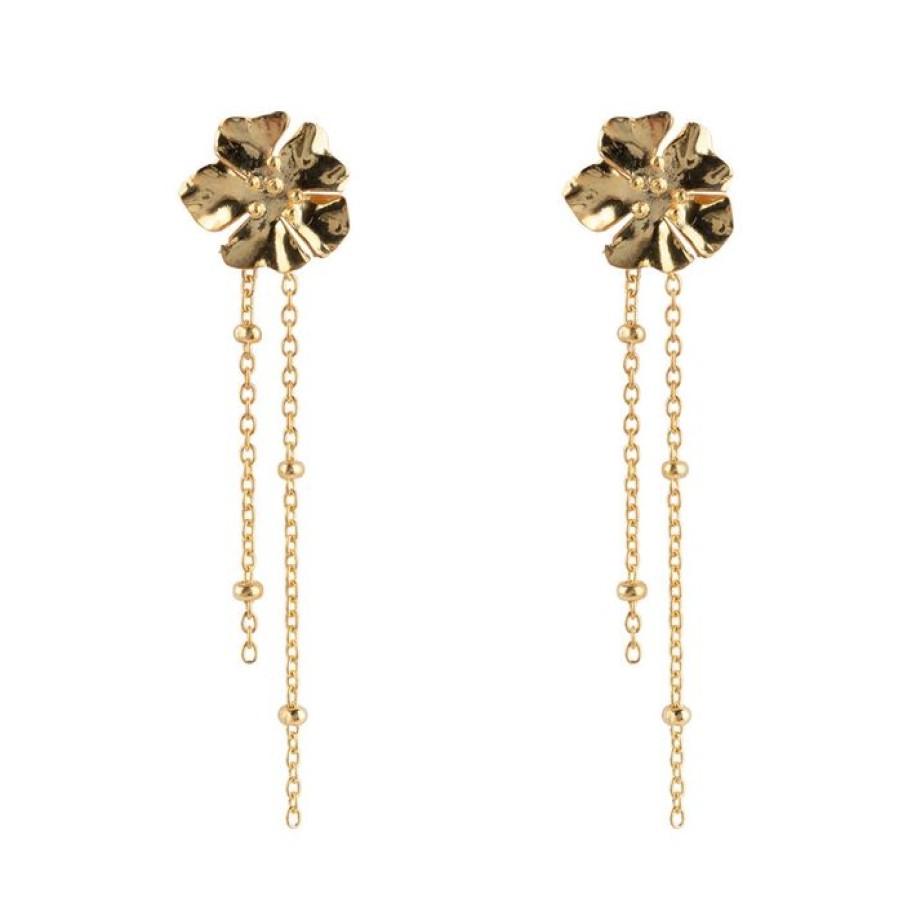 Oorbellen Betty Bogaers | Medium Folded Flower Chain Stud Earring