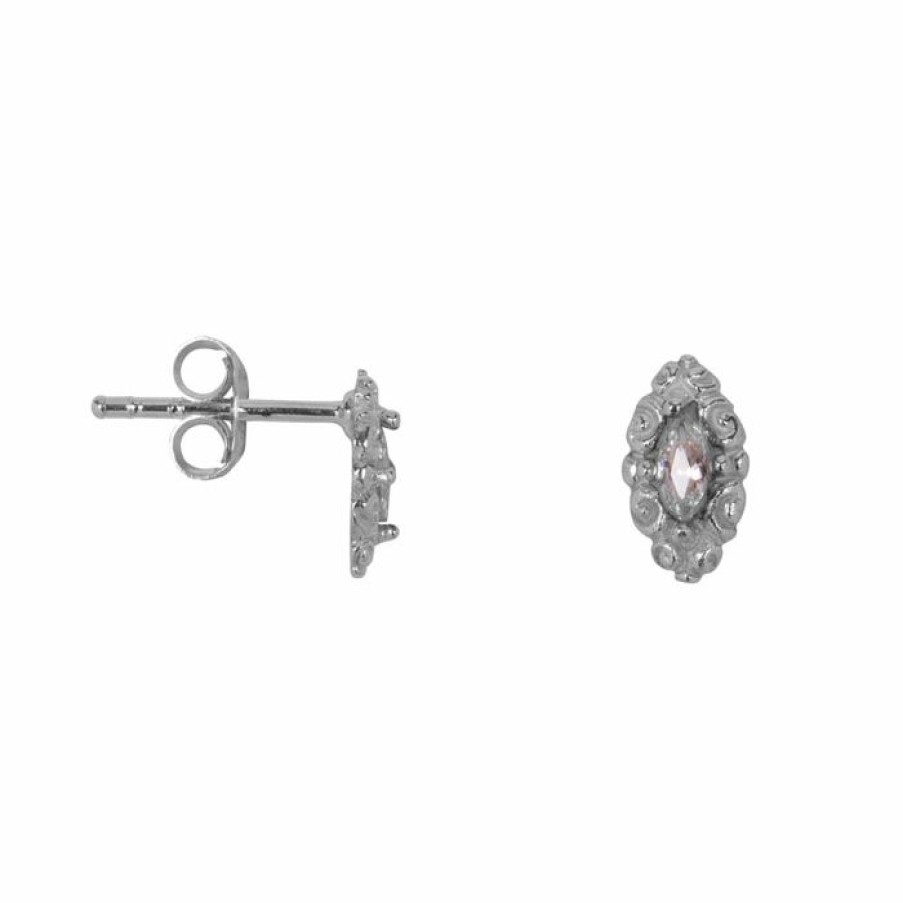 Gelegenheden Betty Bogaers | Antique Drop Stud Earring White Silver