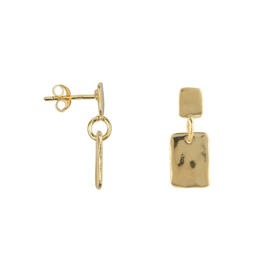 Oorbellen Betty Bogaers | Hammered Double Rectangle Stud Earring