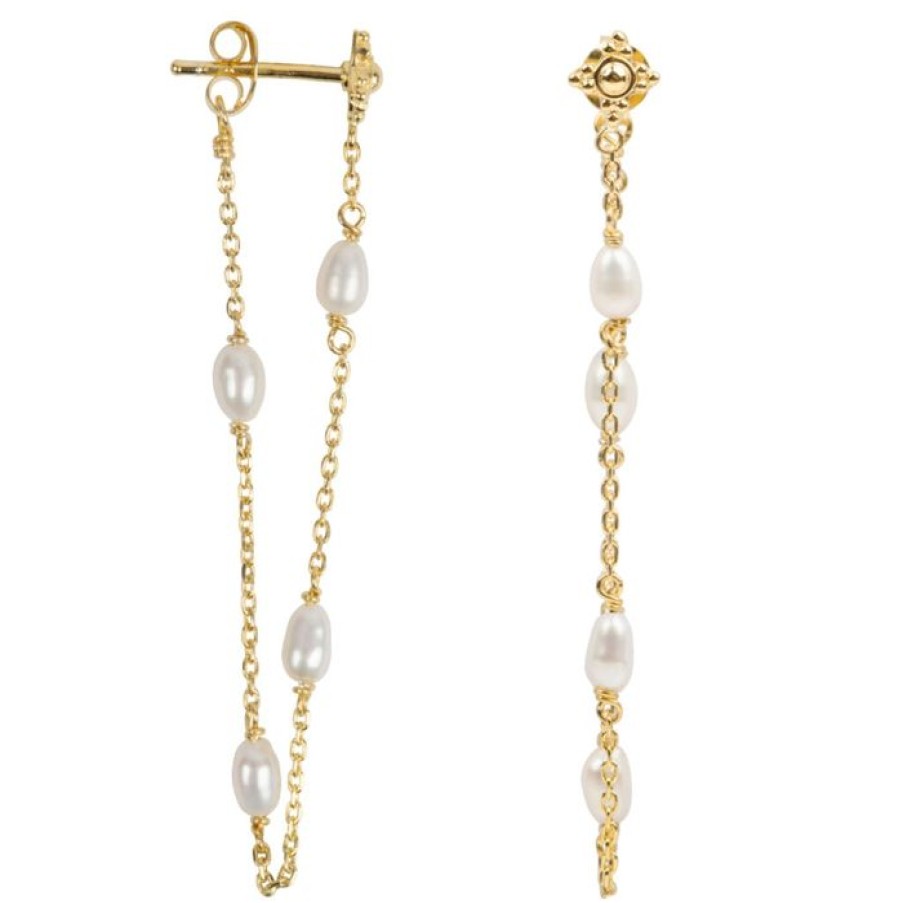 Oorbellen Betty Bogaers | Pearl Chain Stud Earring