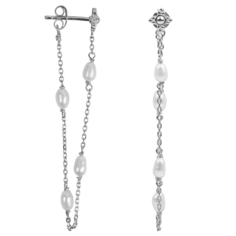 Oorbellen Betty Bogaers | Pearl Chain Stud Earring