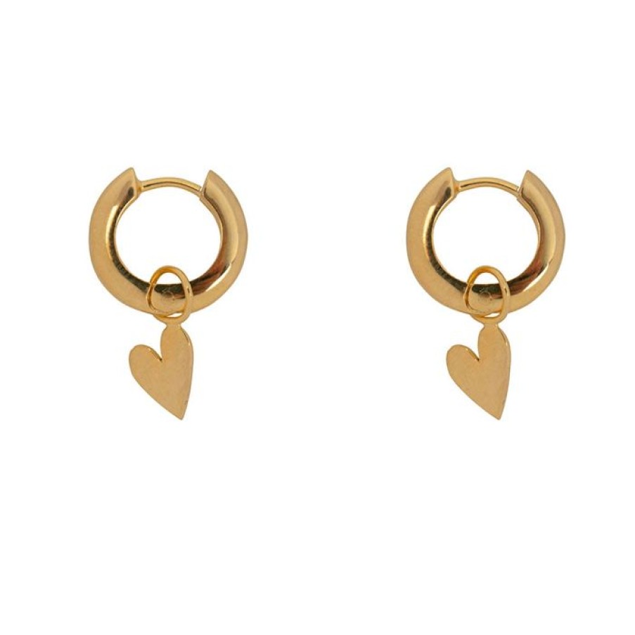 Gelegenheden Betty Bogaers | Hammered Heart Small Thick Hoop Earring