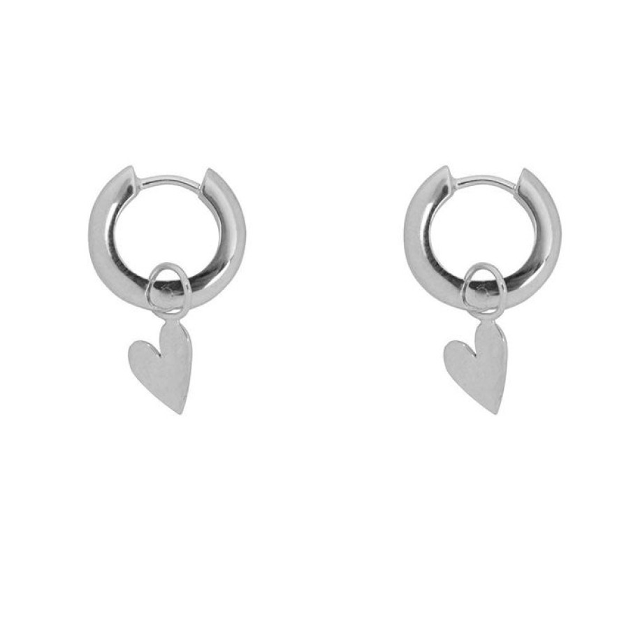 Gelegenheden Betty Bogaers | Hammered Heart Small Thick Hoop Earring