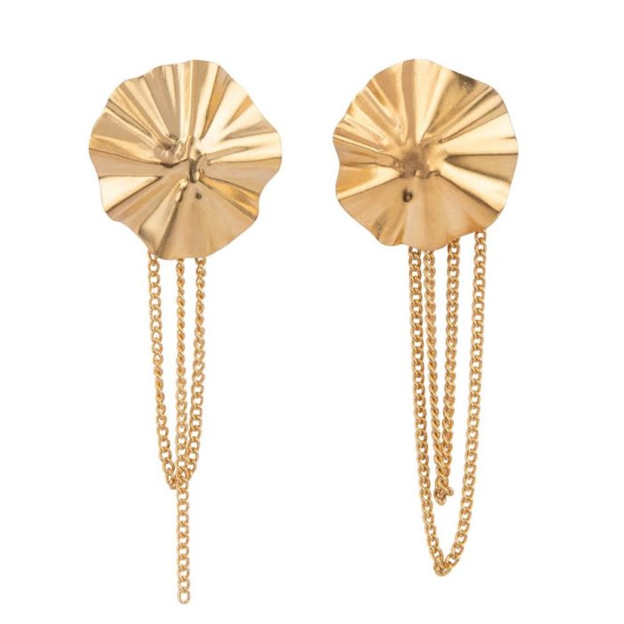 Oorbellen Betty Bogaers | Folded Big Round Chain Stud Earring Gold