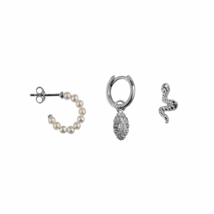 Materiaal Betty Bogaers | Mix And Match Earring Set 3 White Silver