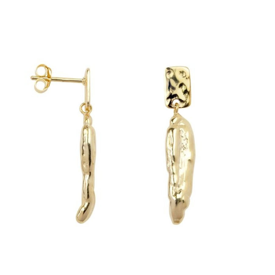 Oorbellen Betty Bogaers | Hammered Small Rectangle And Cone Stud Earring