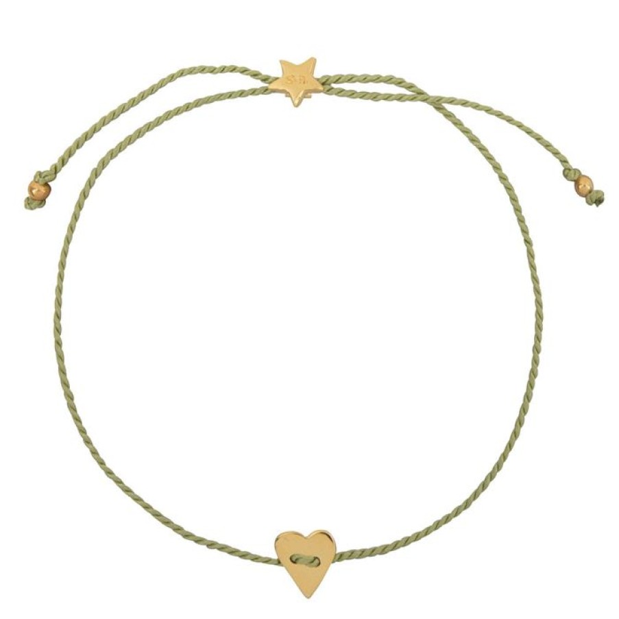 Gelegenheden Betty Bogaers | Plain Heart Bracelet Green