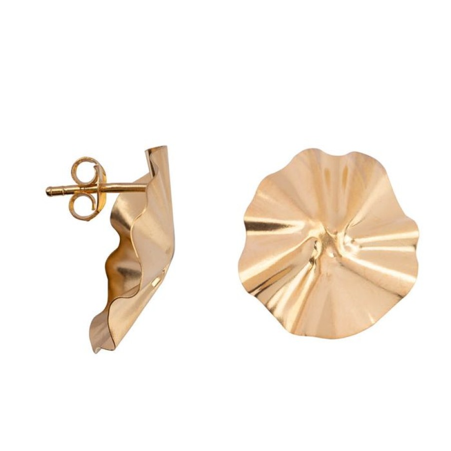 Oorbellen Betty Bogaers | Folded Big Round Stud Earring Gold