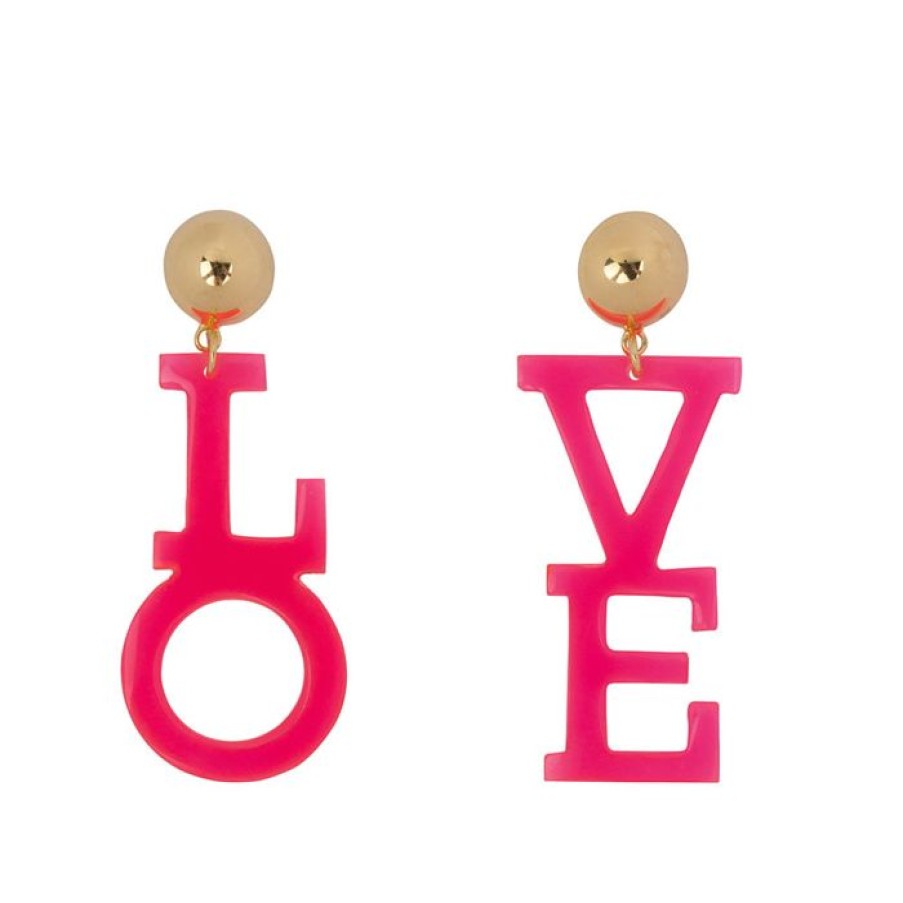 Oorbellen Betty Bogaers | Neon Pink Love Stud Earring