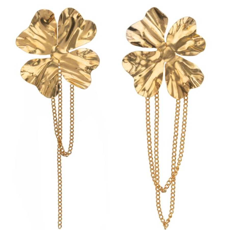 Oorbellen Betty Bogaers | Folded Flower Chain Earring