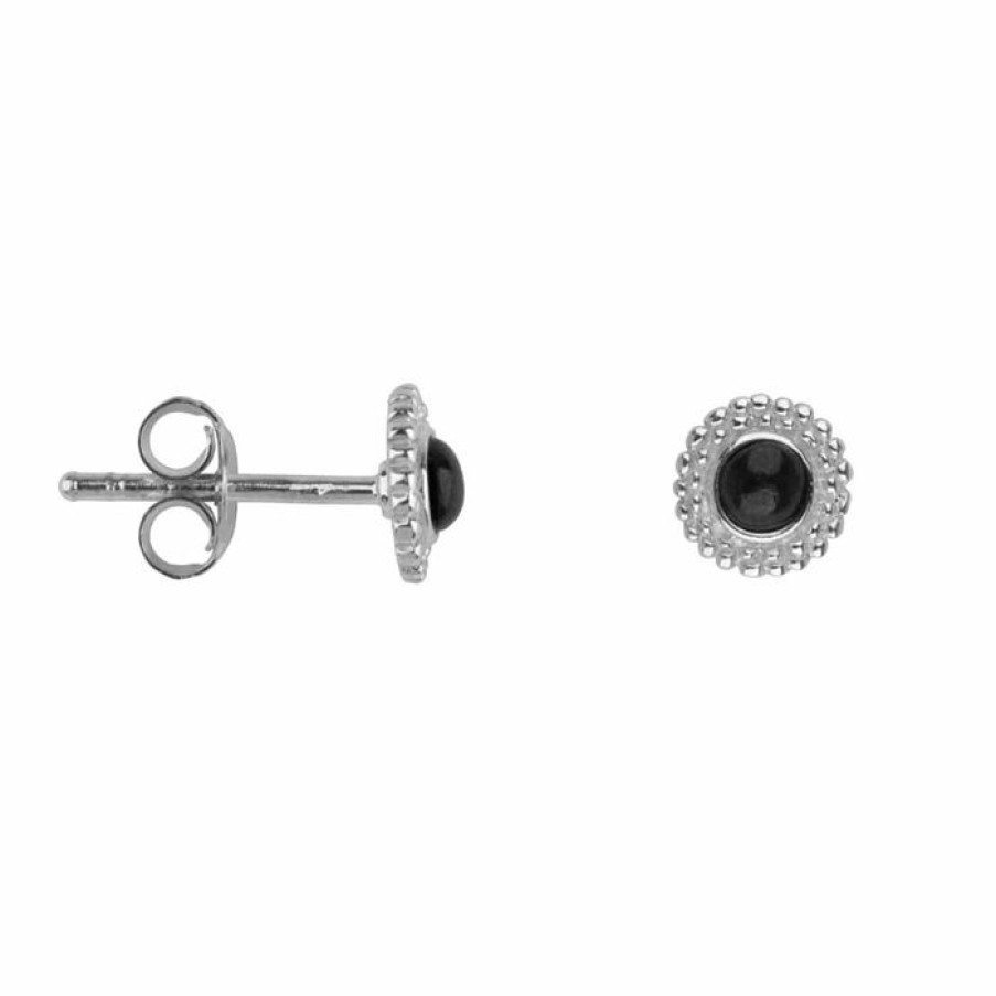 Materiaal Betty Bogaers | Double Dotted Stud Earring Onyx Silver