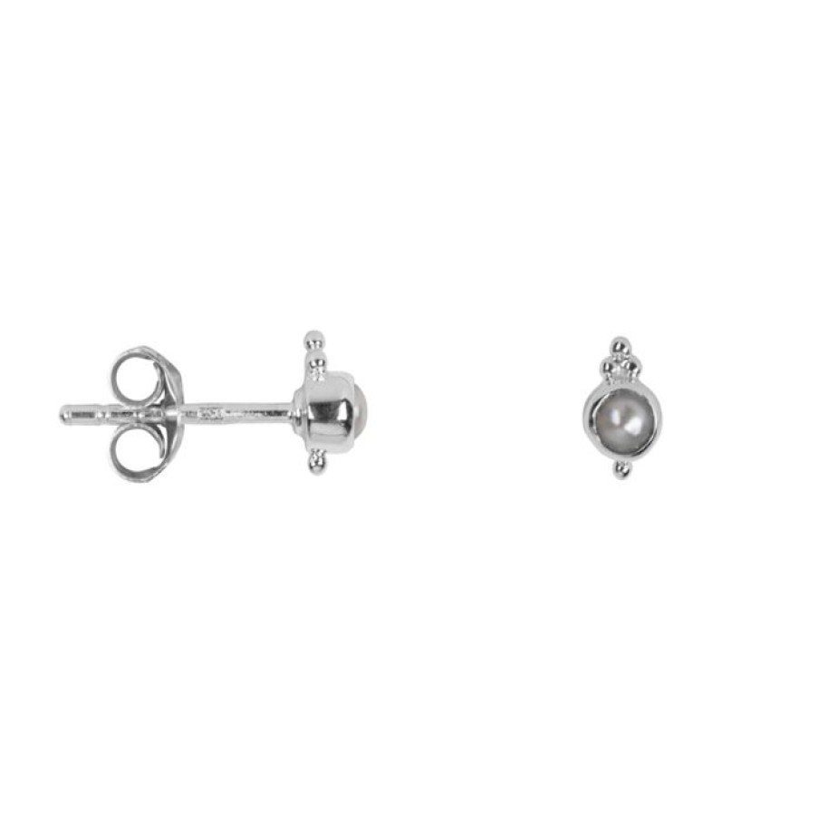 Oorbellen Betty Bogaers | Antique Pearl Stud Earring Silver