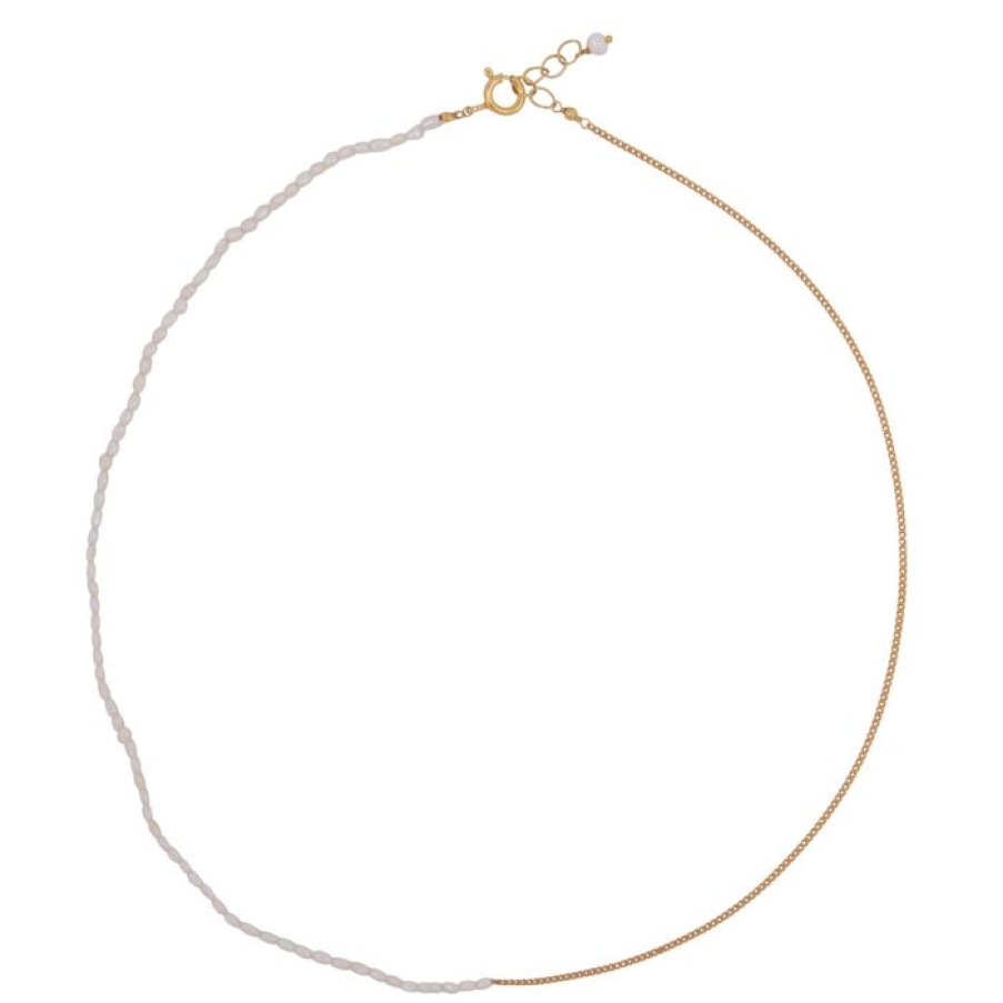 Kettingen Betty Bogaers | Half Pearl Half Chain Necklace