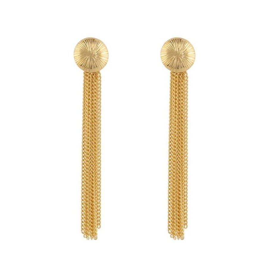 Oorbellen Betty Bogaers | Ribbed Medium Moon Chain Stud Earring