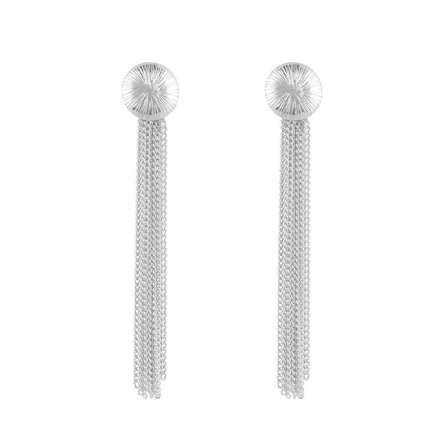 Oorbellen Betty Bogaers | Ribbed Medium Moon Chain Stud Earring