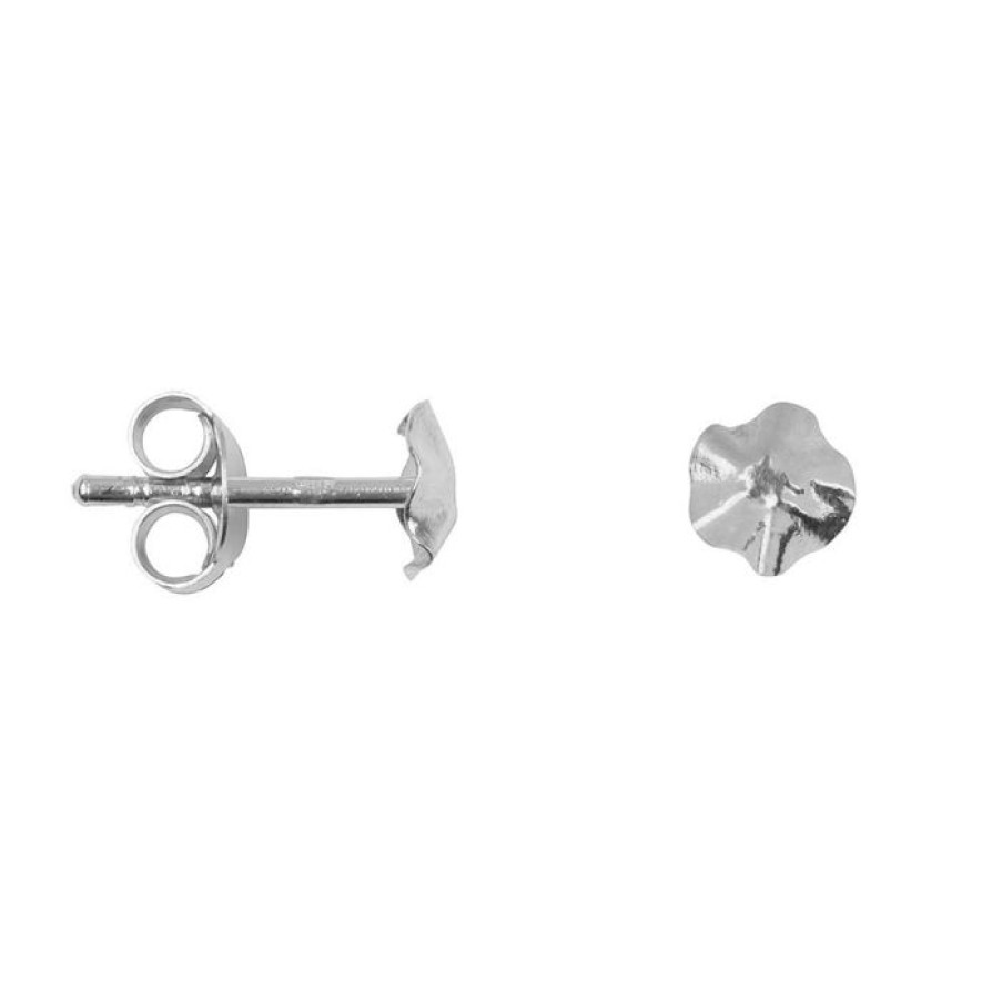 Gelegenheden Betty Bogaers | Folded Round Mini Stud Earring Silver