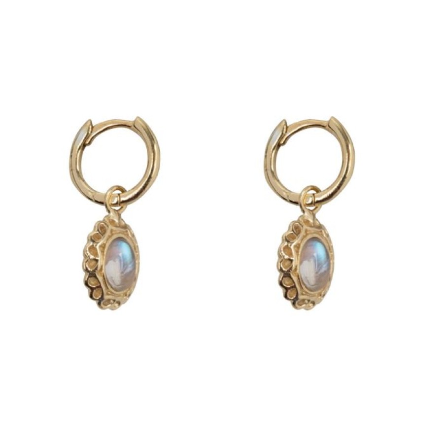 Gelegenheden Betty Bogaers | Antique Moonstone Small Hoops Earring