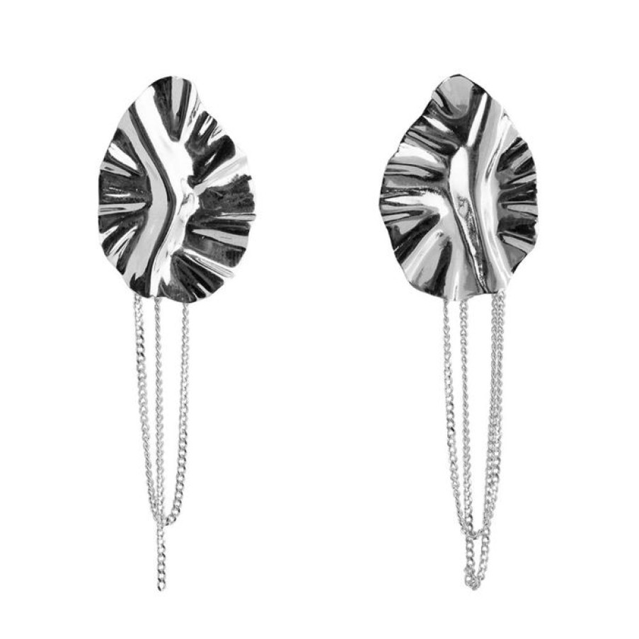 Oorbellen Betty Bogaers | Folded Leaf Chain Earring