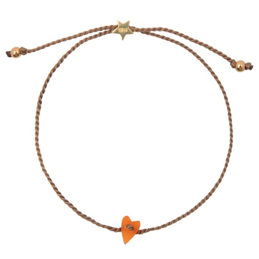 Armbanden Betty Bogaers | Resin Heart Bracelet Neon Orange Gold