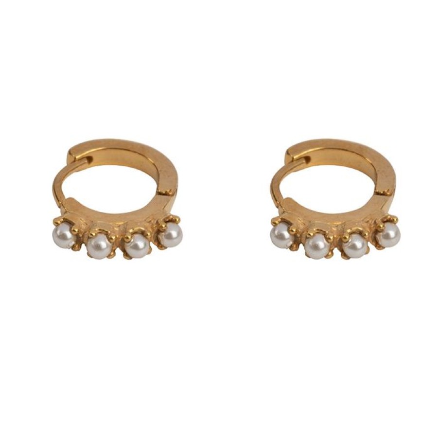 Gelegenheden Betty Bogaers | Four Pearls Hoop Earring