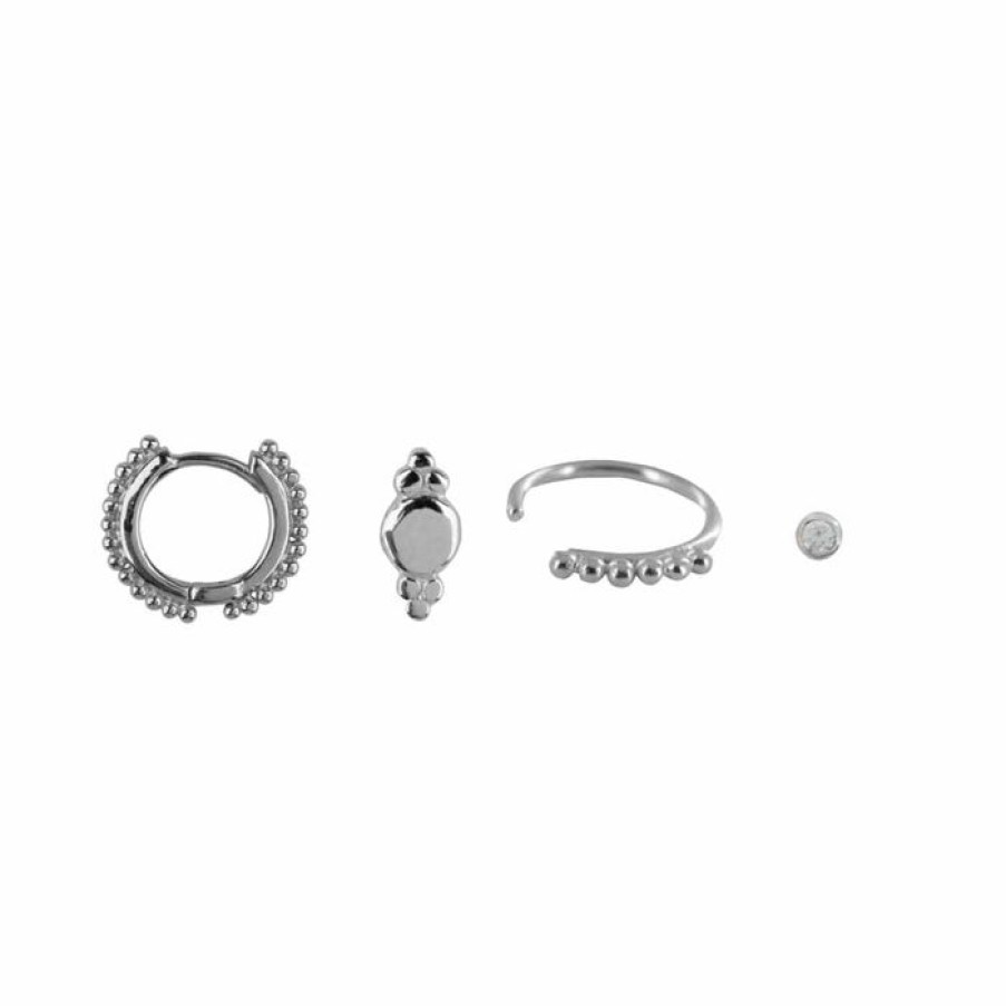 Materiaal Betty Bogaers | Mix And Match Earring Set 6 White Silver