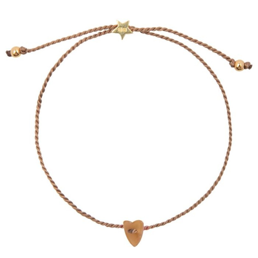 Armbanden Betty Bogaers | Resin Heart Bracelet Cognac Gold