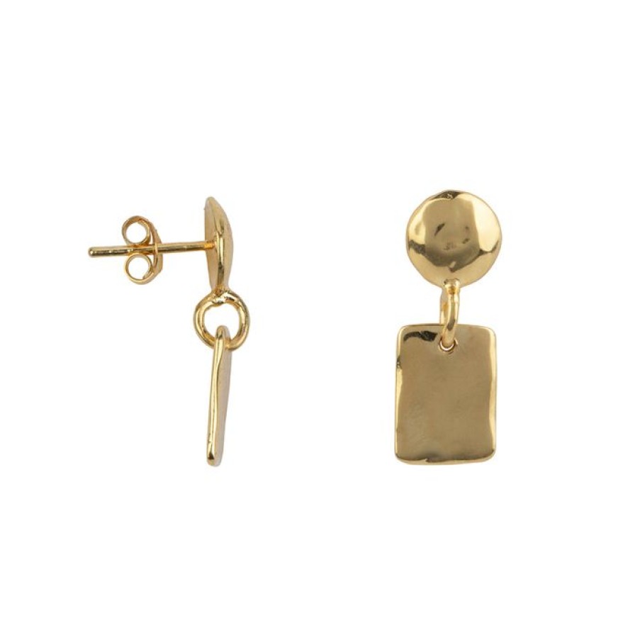 Gelegenheden Betty Bogaers | Hammered Small Dot And Rectangle Stud Earring