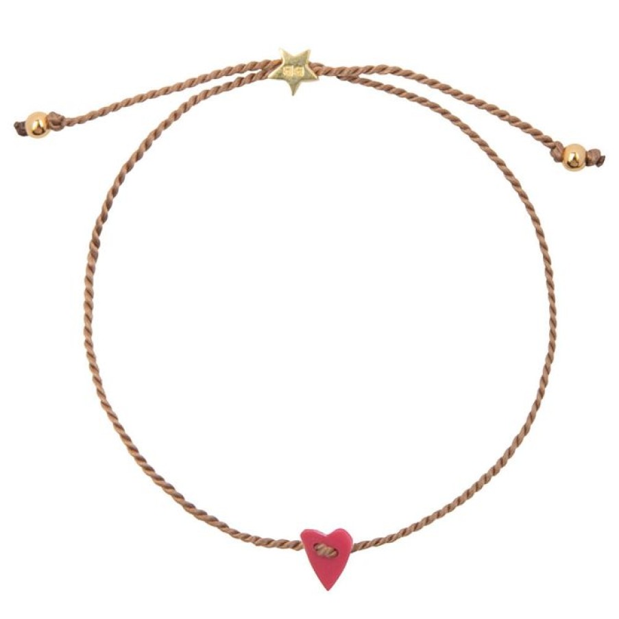 Armbanden Betty Bogaers | Resin Heart Bracelet Dark Pink Gold