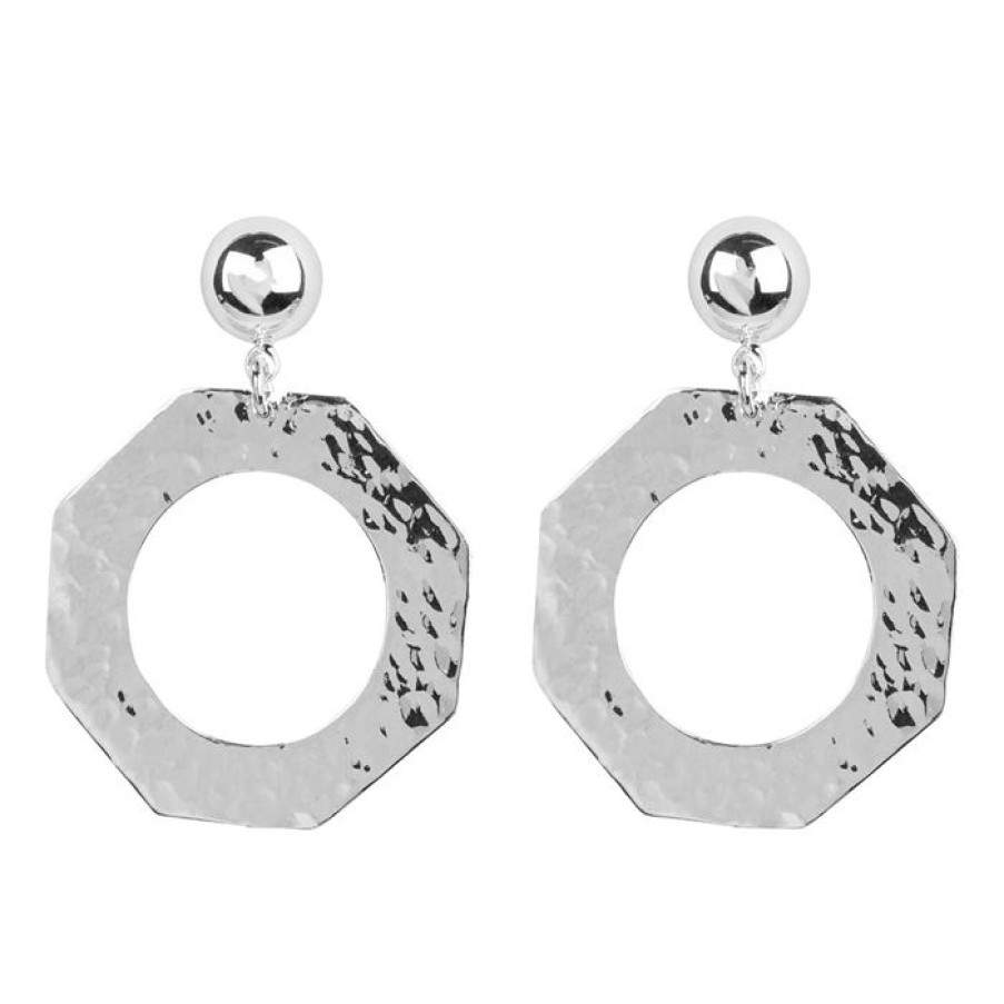 Oorbellen Betty Bogaers | Ball Stud With Hexagon Earring