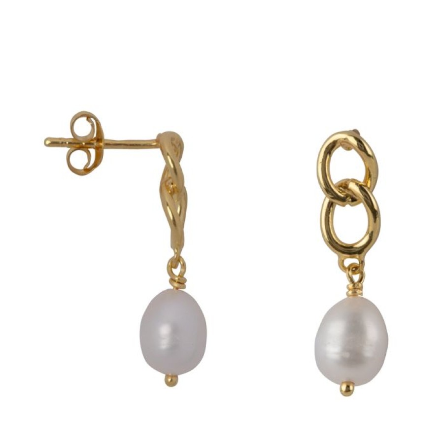 Oorbellen Betty Bogaers | Big Chain Pearl Stud Earring