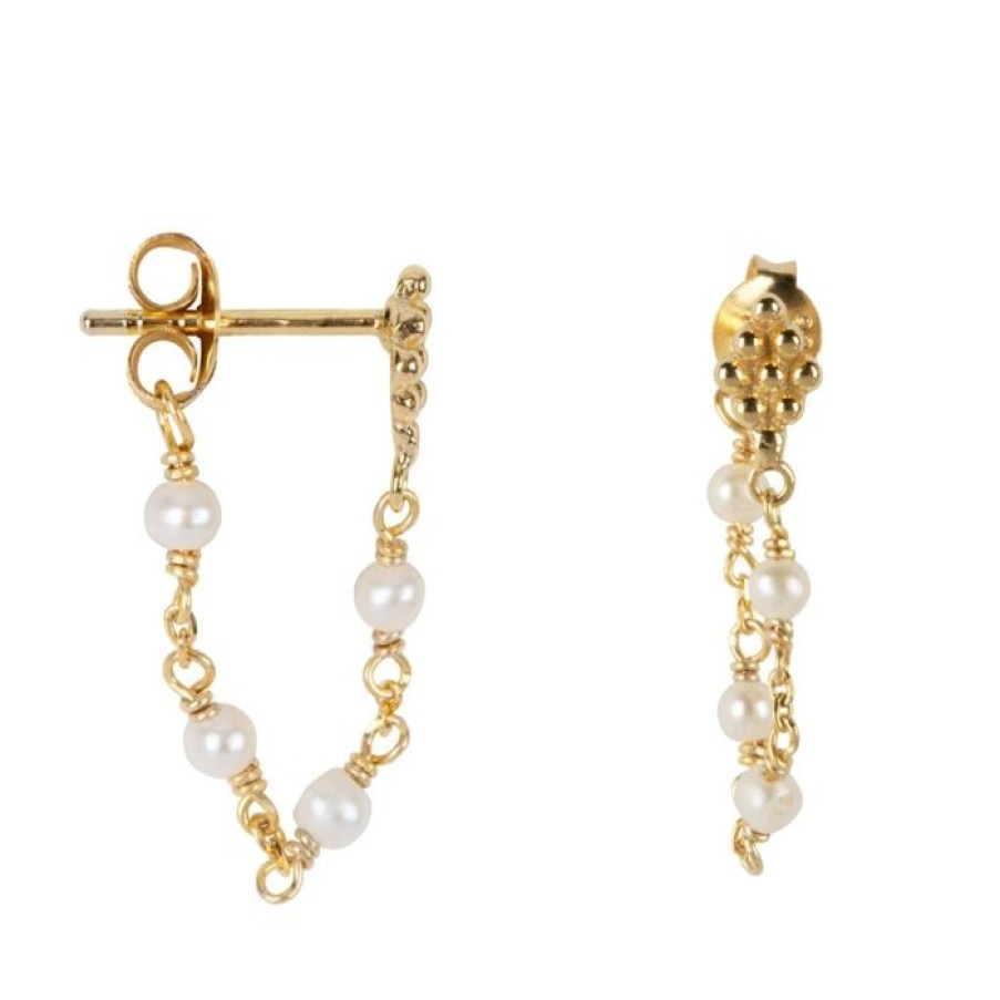 Oorbellen Betty Bogaers | Wieber Chain With Pearls Stud Earring