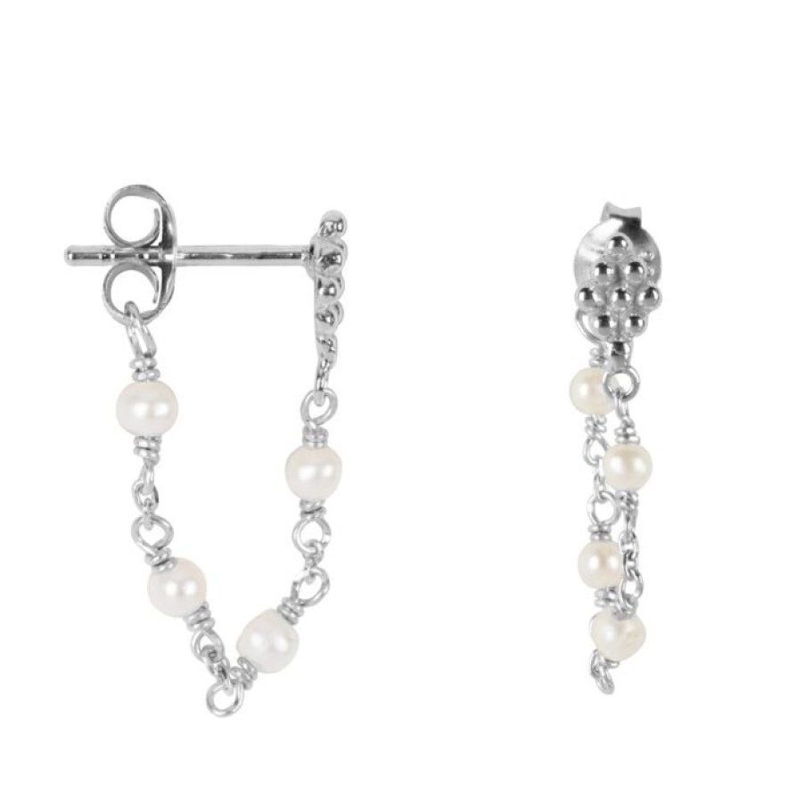 Oorbellen Betty Bogaers | Wieber Chain With Pearls Stud Earring