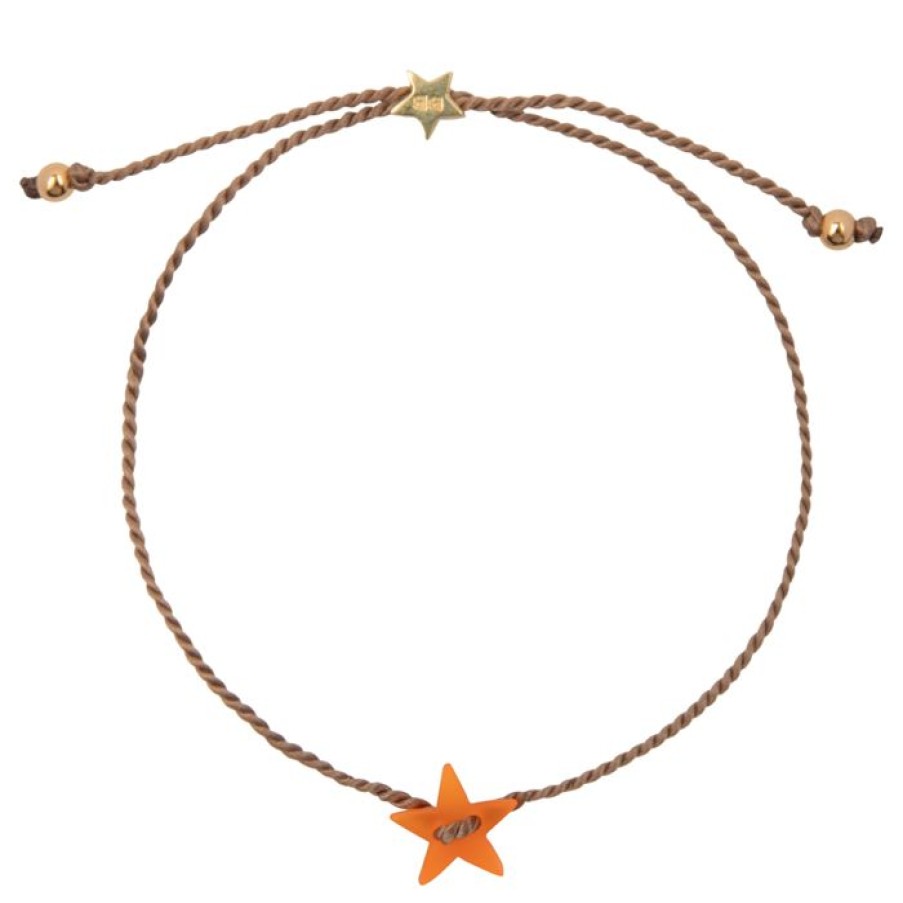 Armbanden Betty Bogaers | Resin Star Bracelet Neon Orange Gold