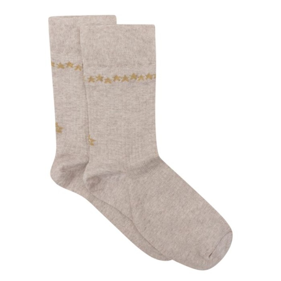 Accessoires Betty Bogaers | Sock Beige Golden Stars