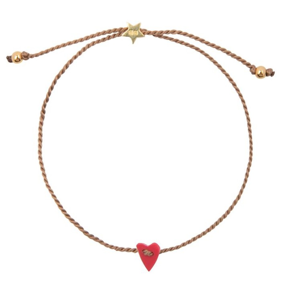 Armbanden Betty Bogaers | Resin Heart Bracelet Red Gold