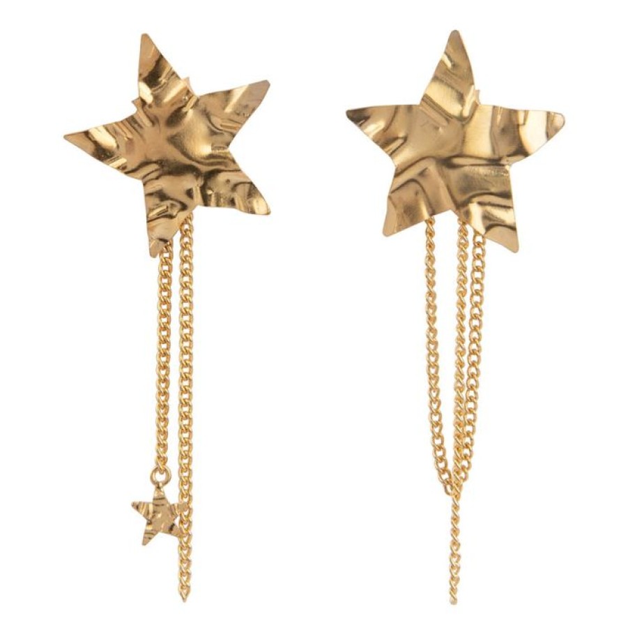 Oorbellen Betty Bogaers | Folded Star Stud Chain Earring