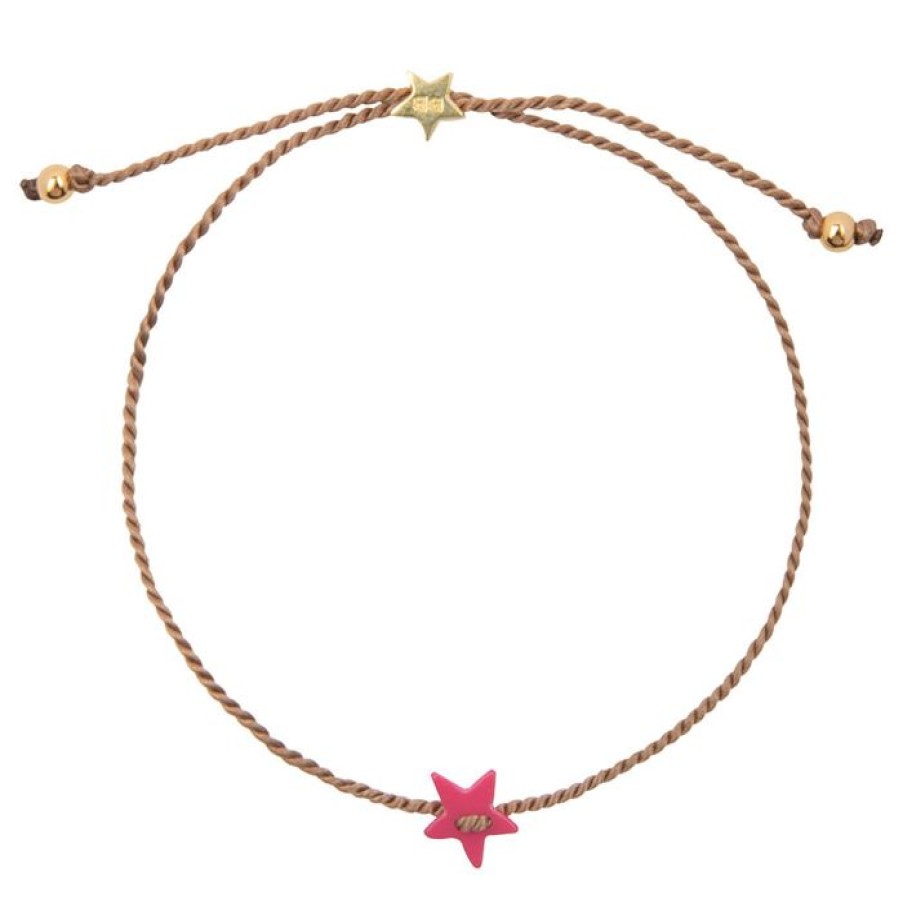 Armbanden Betty Bogaers | Resin Star Bracelet Dark Pink Gold