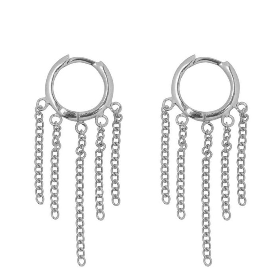 Oorbellen Betty Bogaers | Hoop 5 Chains Click Earring