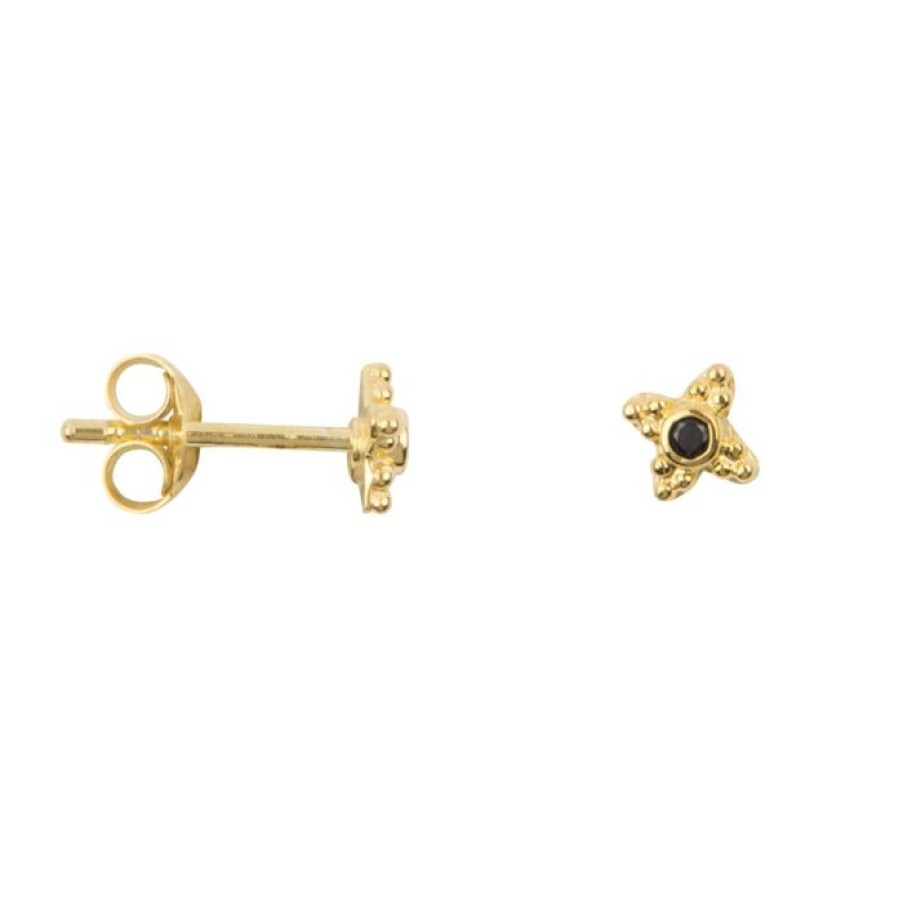 Oorbellen Betty Bogaers | Antique Dotted Black Onyx Stud Earring