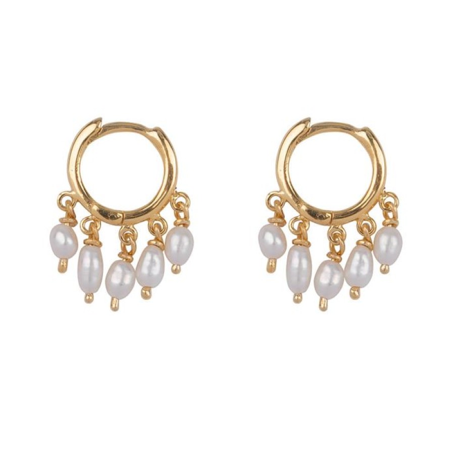 Oorbellen Betty Bogaers | Five Pearls Hoop Earring