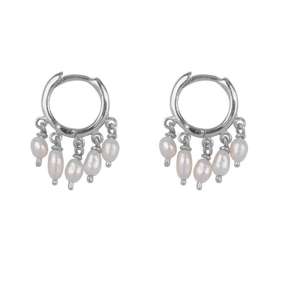 Oorbellen Betty Bogaers | Five Pearls Hoop Earring