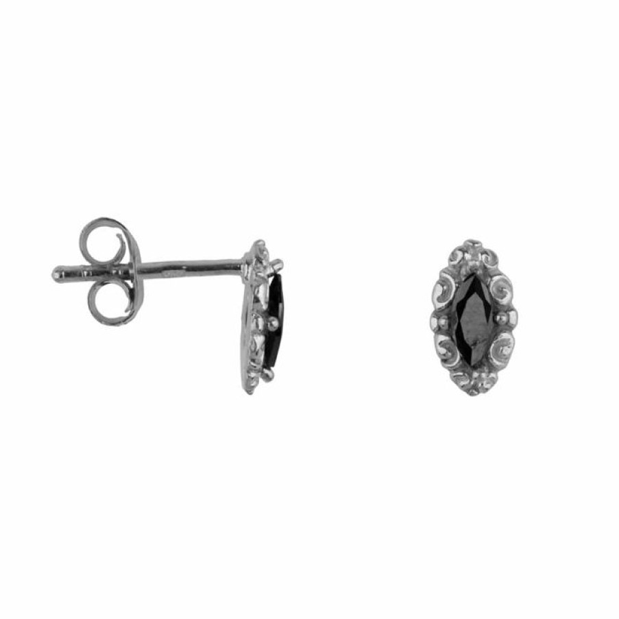 Gelegenheden Betty Bogaers | Antique Drop Stud Earring Black Silver